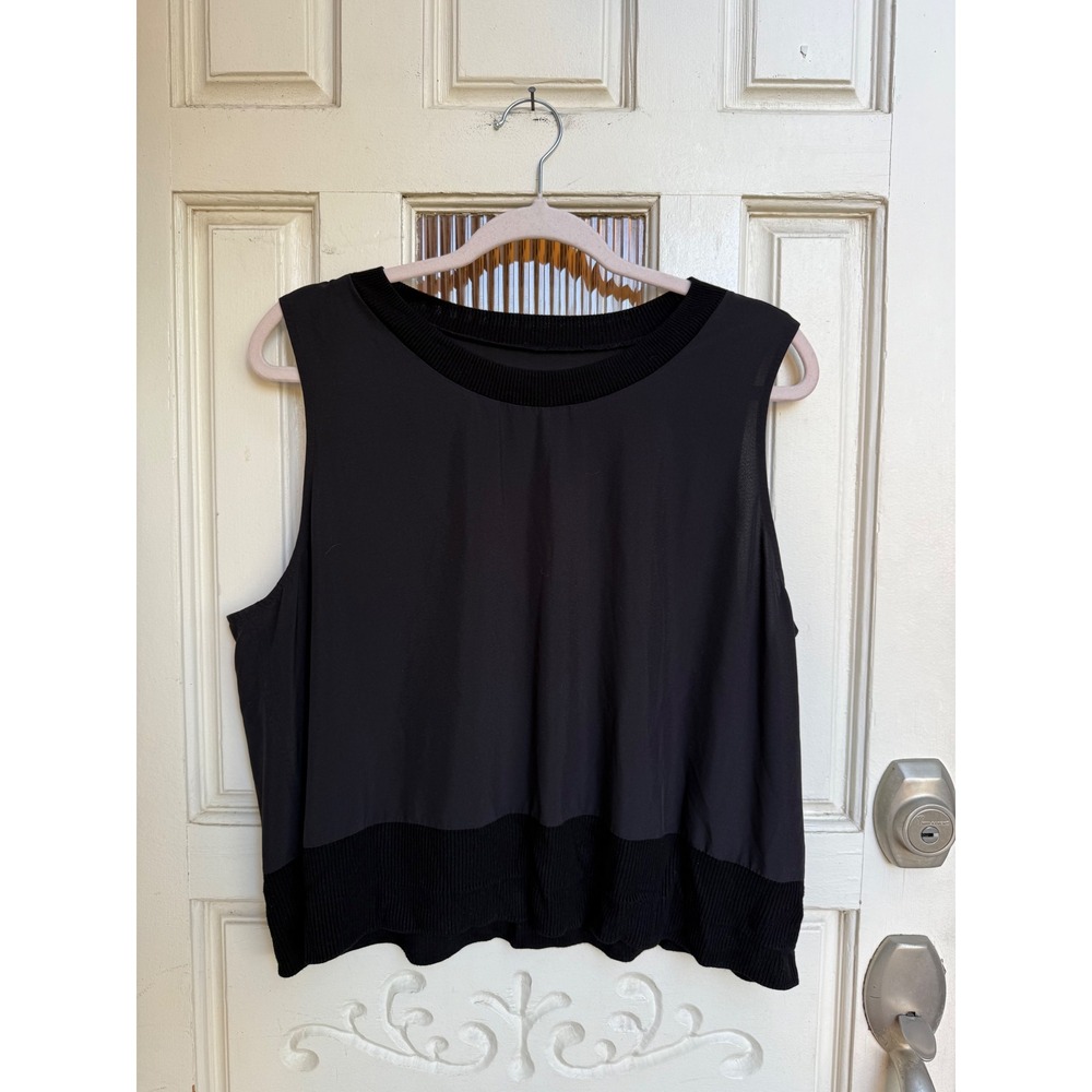 Athleta Black Sleeveless Knit Trim Top Athletic Athleisure Size‎ XL